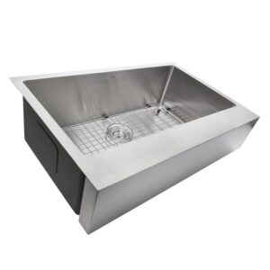 Nantucket Sinks EZApron33-9 Patented Design Pro Series Single Bowl Undermount Stainless Steel Kitchen Sink with 9 Inch Apron Front