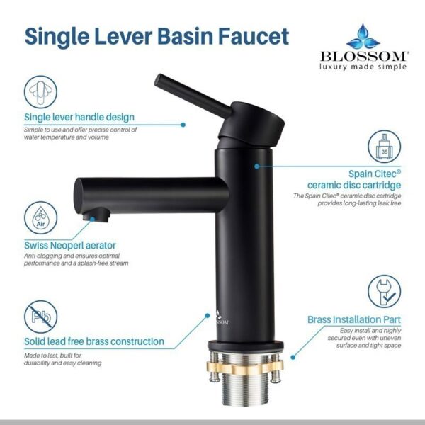 Blossom F01 116 6 7/8 Inch Single Handle Bathroom Faucet