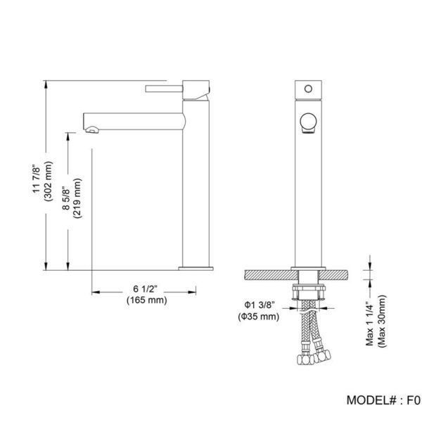 Blossom F01 117 11 7/8 Inch Single Handle Bathroom Faucet