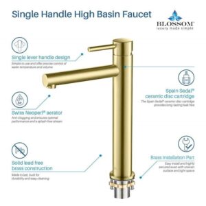 Blossom F01 117 11 7/8 Inch Single Handle Bathroom Faucet