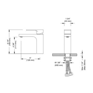 Blossom F01 118 6 1/4 Inch Single Handle Bathroom Faucet