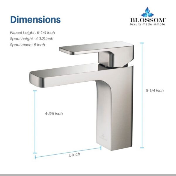 Blossom F01 118 6 1/4 Inch Single Handle Bathroom Faucet