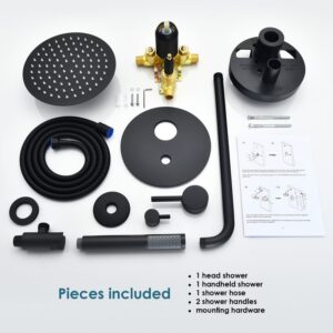 Altair F0117-BSH-MB Herne Complete Shower System with Rough-In Valve with 8 Inch Round Rain Shower Head - Matte Black