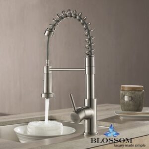 Blossom F01 205 02 Single Handle Pull Down Kitchen Faucet in Brush Nickel