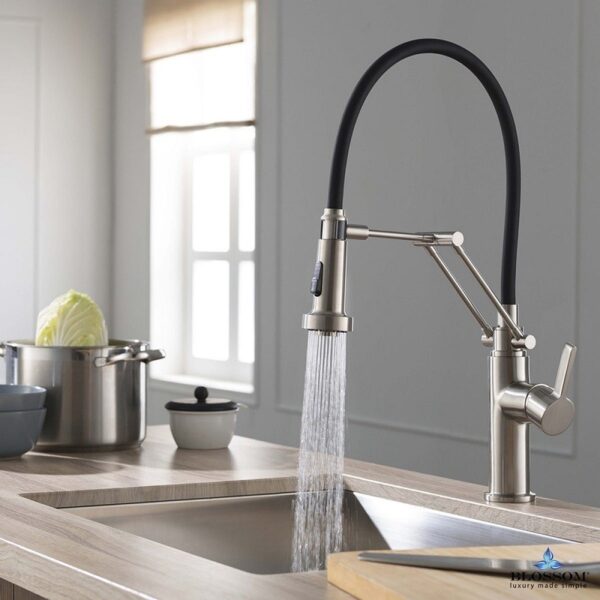 Blossom F01 208 02 Single Handle Pull Down Kitchen Faucet in Brush Nickel