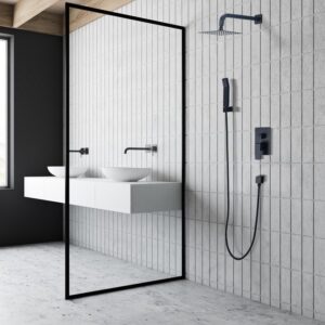 Altair F0217-BSH-MB Raeren Complete Shower System with Rough-In Valve with 8 Inch Square Rain Shower Head - Matte Black