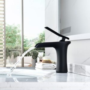 Altair F0511-BAF-MB Mayen 6 1/4 Inch Single Hole Waterfall Bathroom Faucet - Matte Black