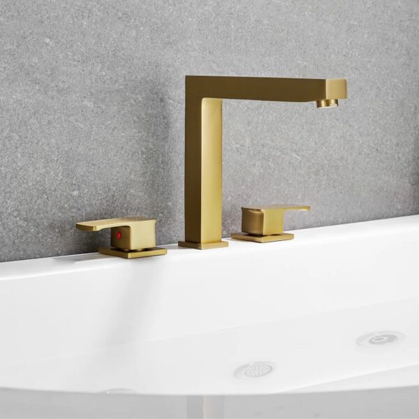 Altair F0723-BTF-BG Calden 8 1/4 Inch Double Handle Deck-Mount Widespread Roman Tub Faucet - Brushed Gold