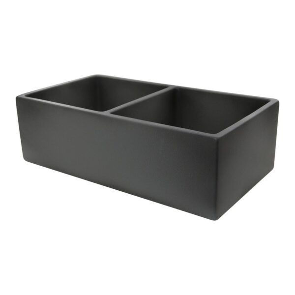 Nantucket FCFS3318D-Concrete Nantucket Sinks Vineyard 33 Inch Double Bowl Farmhouse Fireclay Sink with Concrete Finish