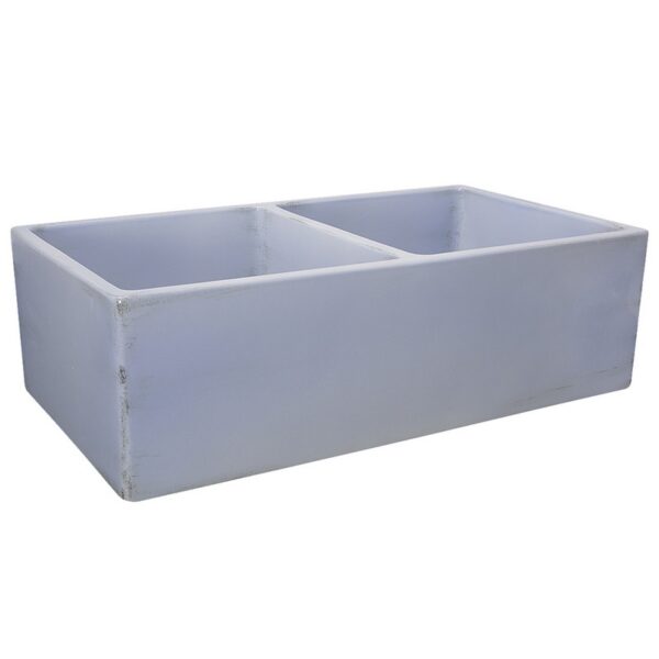 Nantucket Sinks FCFS3318D-ShabbySugar Vineyard Double Bowl Farmhouse Fireclay Sink in Shabby Sugar Finish