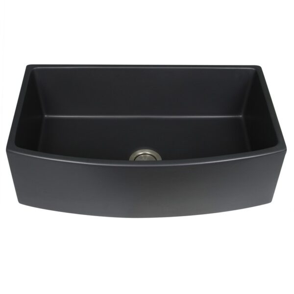 Nantucket Sinks FCFS3320CA-MB Vineyard 33 Inch Single Bowl Fireclay Undermount and Apron Kitchen Sink - Matte Black