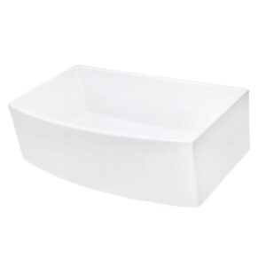 Nantucket Sinks FCFS3320CA-W Vineyard 33 Inch White Farmhouse Fireclay Sink with Curved Apron