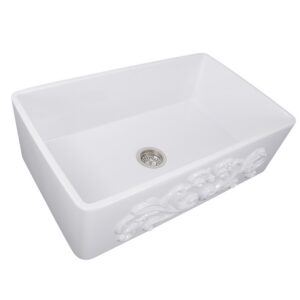 Nantucket Sinks FCFS3320S-Filigree 33-Inch Farmhouse Fireclay Sink with Filigree Apron