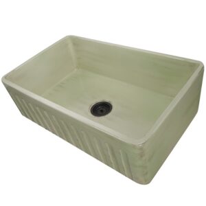 Nantucket Sinks FCFS3320S-ShabbyGreen Vineyard 33 Inch Farmhouse Fireclay Sink in Shabby Green Finish