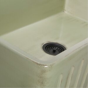 Nantucket Sinks FCFS3320S-ShabbyGreen Vineyard 33 Inch Farmhouse Fireclay Sink in Shabby Green Finish