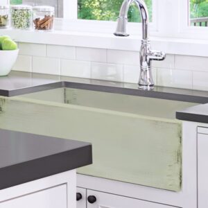 Nantucket Sinks FCFS3320S-ShabbyGreen Vineyard 33 Inch Farmhouse Fireclay Sink in Shabby Green Finish