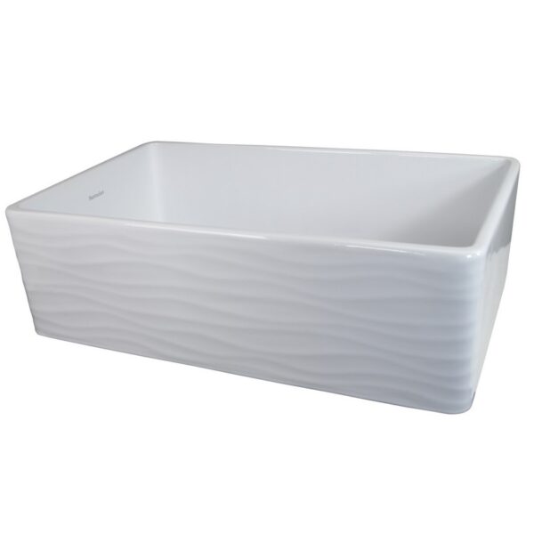 Nantucket Sinks FCFS3320S-Waves 33 Inch Farmhouse Fireclay Sink with Waves Apron