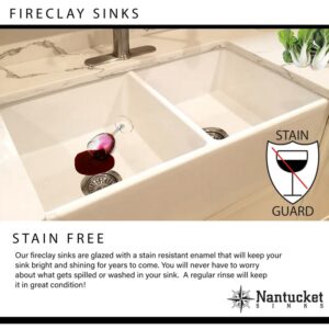 Nantucket Sinks FCFS3020S-ShabbySugar Vineyard 30 Inch Farmhouse Fireclay Sink in Shabby Sugar Finish