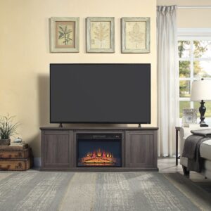 Manhattan Comfort Franklin 60" Fireplace with 2 Doors in Heavy Brown