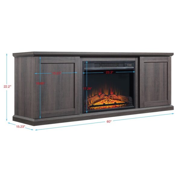 Manhattan Comfort Franklin 60" Fireplace with 2 Doors in Heavy Brown