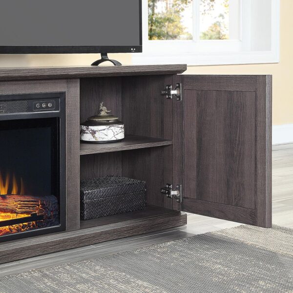 Manhattan Comfort Franklin 60" Fireplace with 2 Doors in Heavy Brown