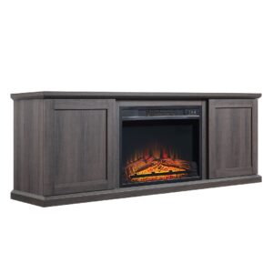 Manhattan Comfort Franklin 60" Fireplace with 2 Doors in Heavy Brown