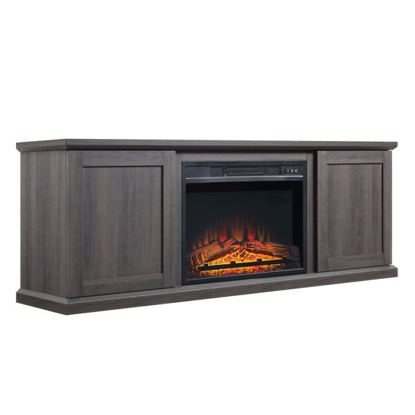 Manhattan Comfort Franklin 60" Fireplace with 2 Doors in Heavy Brown