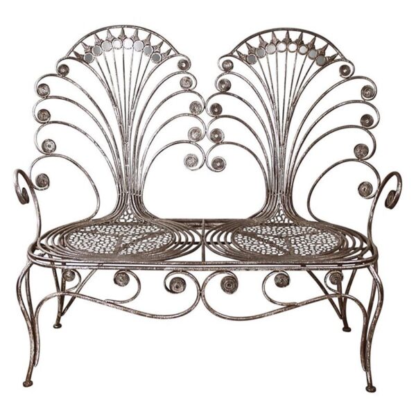 Design Toscano FU63629 49 Inch Grand Peacock Metal Garden Bench