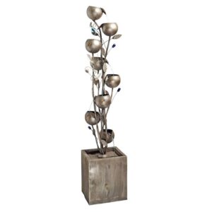 Design Toscano FU71751 14 Inch Abstract Floral Metal Tower Fountain