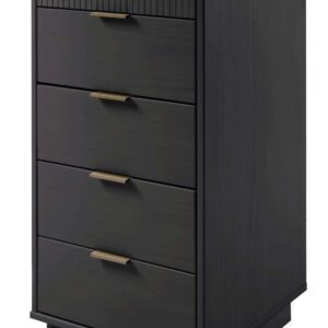 Manhattan Comfort 2-Piece Granville Modern Solid Wood Tall Narrow and Standard Dresser Set in Dark Grey