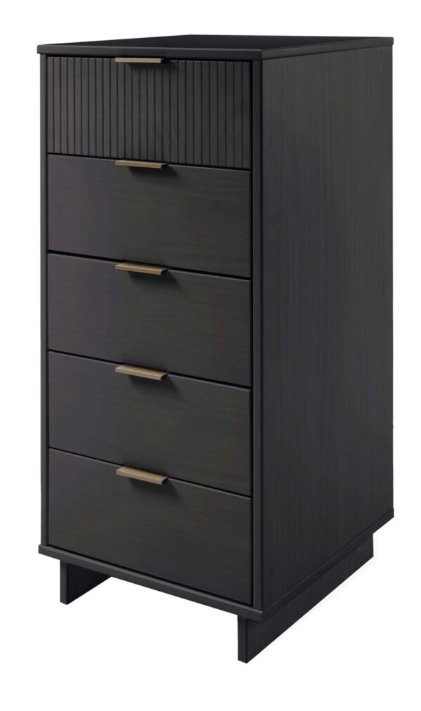 Manhattan Comfort 2-Piece Granville Modern Solid Wood Tall Narrow and Standard Dresser Set in Dark Grey