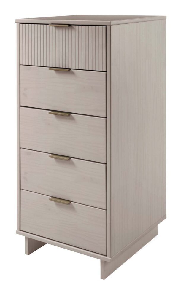 Manhattan Comfort 2-Piece Granville Modern Solid Wood Tall Narrow and Standard Dresser Set in Light Grey