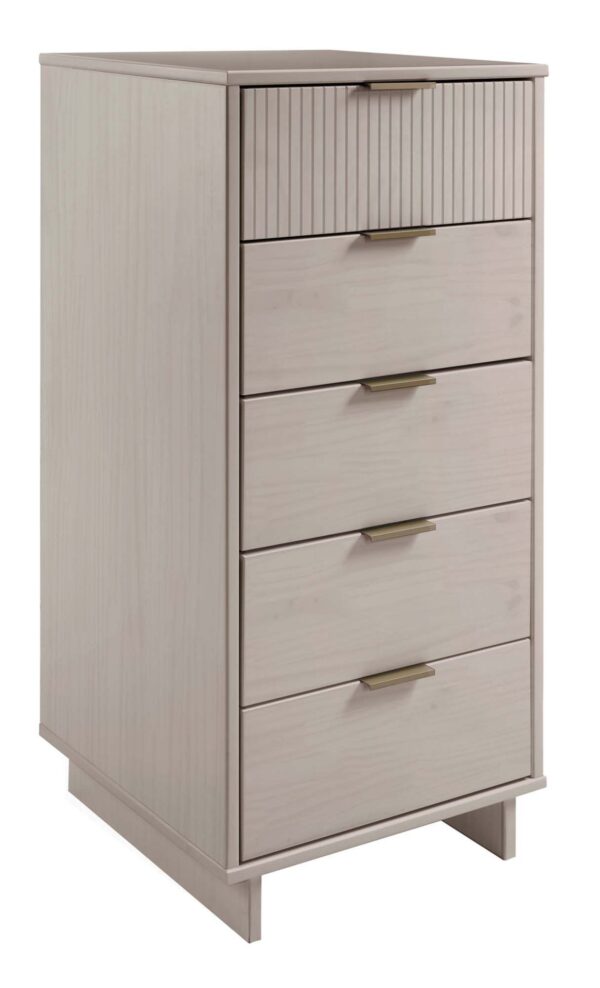 Manhattan Comfort 2-Piece Granville Modern Solid Wood Tall Narrow and Standard Dresser Set in Light Grey