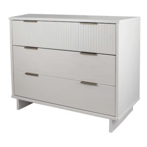 Manhattan Comfort 2-Piece Granville Modern Solid Wood Tall Chest and Standard Dresser Set in White