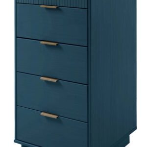 Manhattan Comfort 3-Piece Granville Modern Solid Wood Tall Narrow Chest, Double Dresser Set and Standard Dresser Set in Midnight Blue