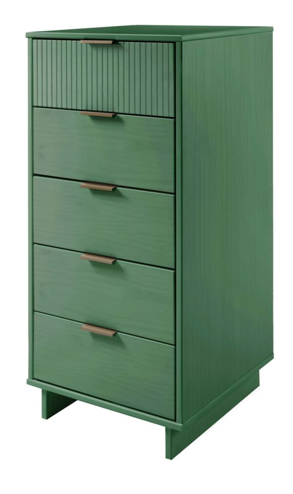 Manhattan Comfort 3-Piece Granville Modern Solid Wood Standard Dresser, Tall Narrow Chest and Nightstand Set in Sage Green