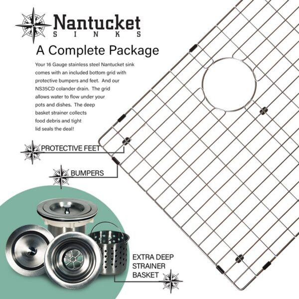 Nantucket Sinks EZApron30 Patented Design Stainless Steel Apron Sink