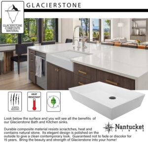 Nantucket Sinks NS-GSTR24 Glacierstone 24 Inch Rectangle White Bathroom Sink