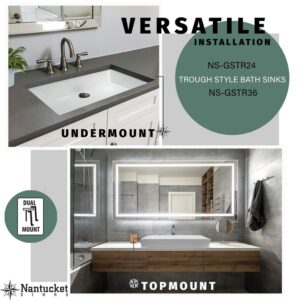 Nantucket Sinks NS-GSTR36 Glacierstone 36 Inch Rectangle White Bathroom Sink