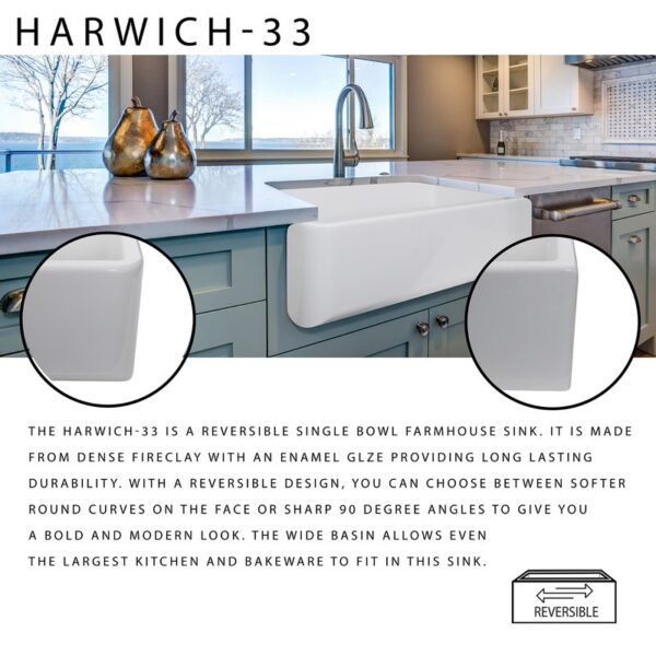 Nantucket Sinks Harwich-33 Cape 33 Inch Italian Farmhouse Fireclay Sink