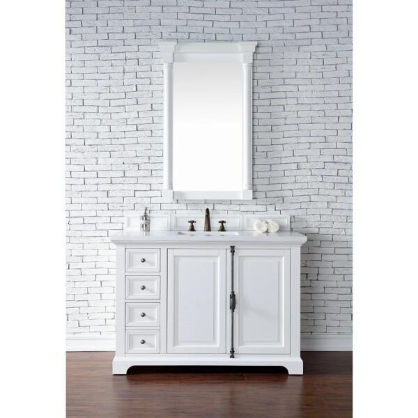 James Martin 238-105-V48-BW-3AF Providence 48 Inch Bright White Single Vanity with 3 cm Arctic Fall Solid Surface Top