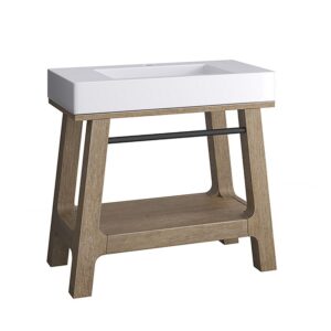 James Martin JM 165-V36-WTB Auburn 35 7/8 Inch Weathered Timber Console Vanity with Black Matte Mineral Composite Top