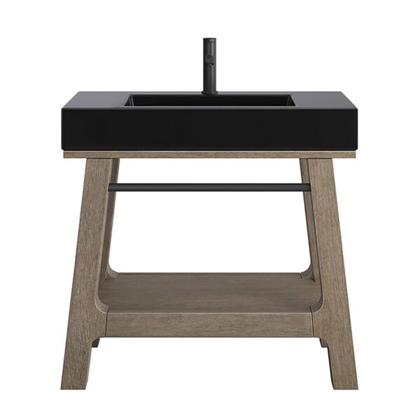 James Martin JM 165-V36-WTB Auburn 35 7/8 Inch Weathered Timber Console Vanity with Black Matte Mineral Composite Top