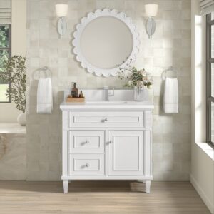 James Martin JM 424-V36 Lorelai 36 Inch Free-Standing Single Sink Bathroom Vanity with 3 CM Top