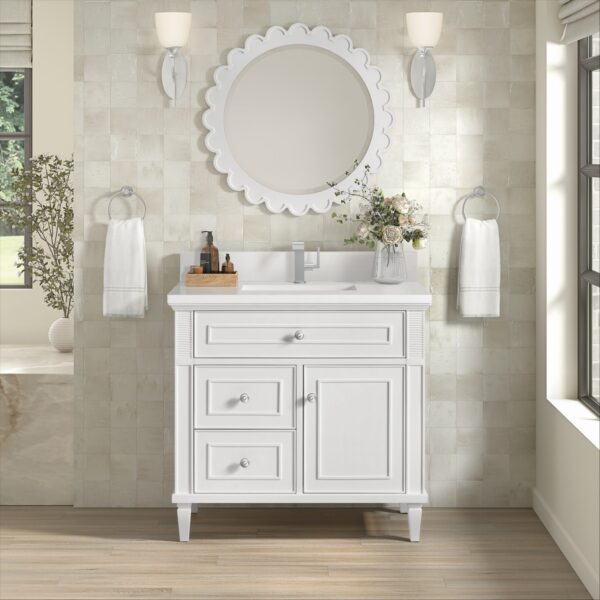 James Martin JM 424-V36 Lorelai 36 Inch Free-Standing Single Sink Bathroom Vanity with 3 CM Top