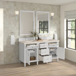 James Martin JM 424-V60D Lorelai 60 Inch Free-Standing Double Sink Bathroom Vanity with 3 CM Top