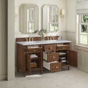 James Martin JM 424-V60D Lorelai 60 Inch Free-Standing Double Sink Bathroom Vanity with 3 CM Top