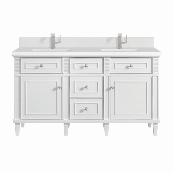 James Martin JM 424-V60D Lorelai 60 Inch Free-Standing Double Sink Bathroom Vanity with 3 CM Top