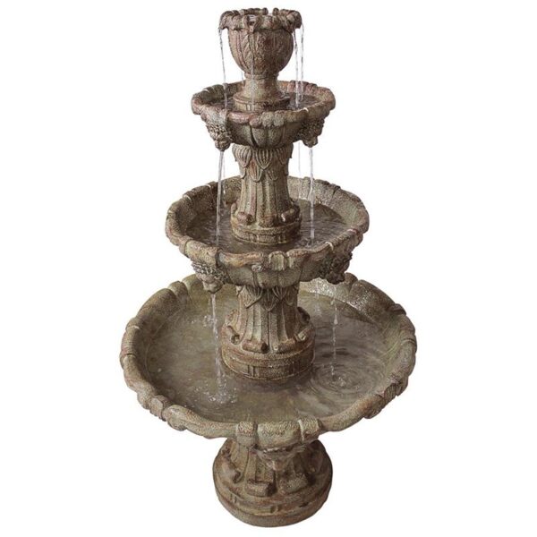 Design Toscano KY2037 31 1/2 Inch Medici Lion Four Tier Fountain Brown