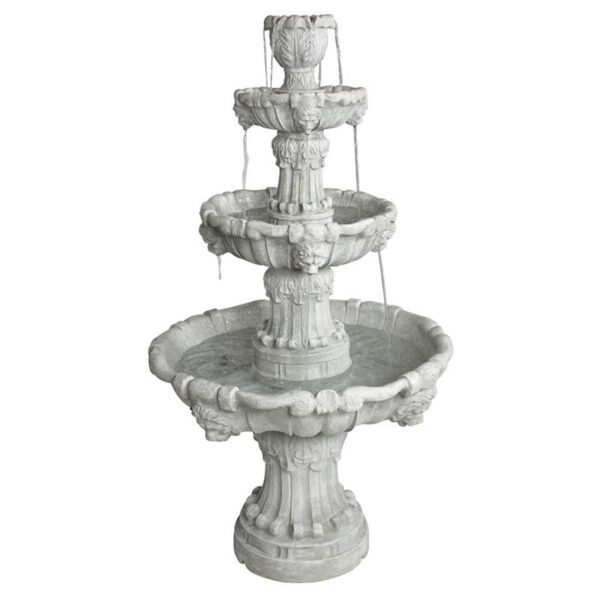 Design Toscano KY2072 31 1/2 Inch Medici Lion Four Tier Fountain Stone